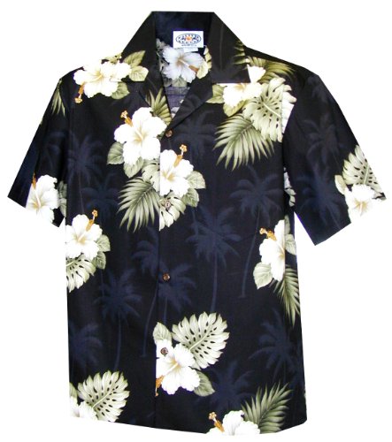 Pacific Legend Women's White Hibiscus Monstera Camp Shirt